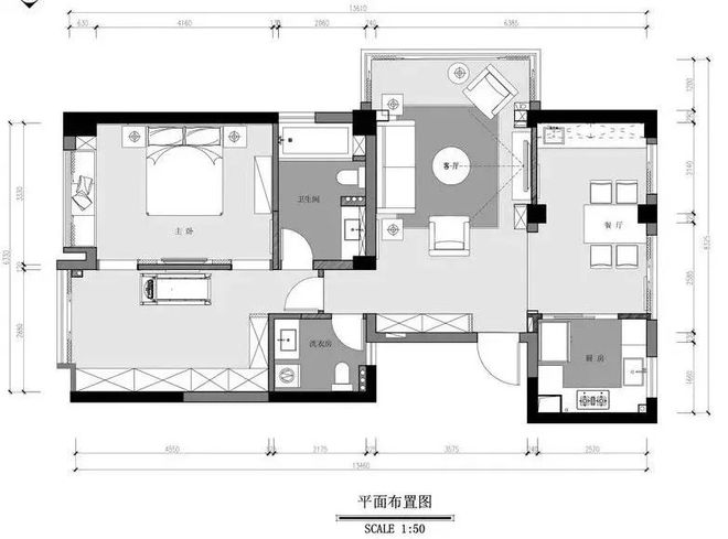 110㎡现代简约客厅这样设计显得非常宽阔！(图1)