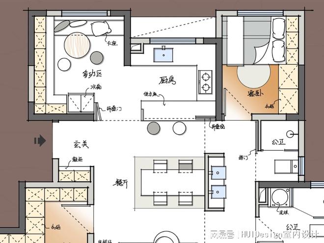 Kaiyun（中国体育）：132㎡户型餐厅都是门改造后餐桌成为视觉中心空间更灵动(图3)